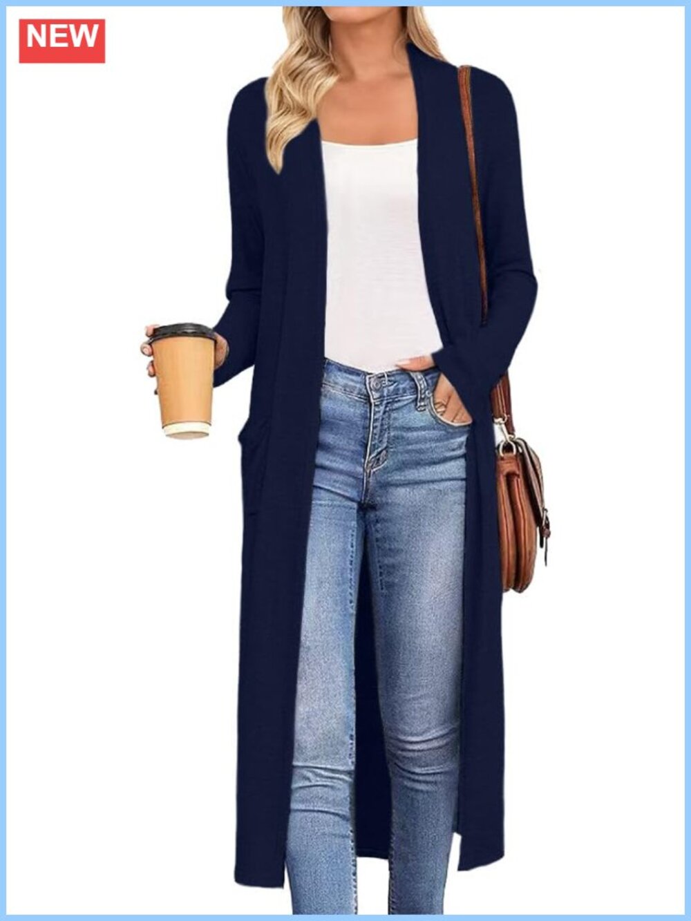 Womens Lightweight Open Front Maxi Cardigan Duster with Pockets